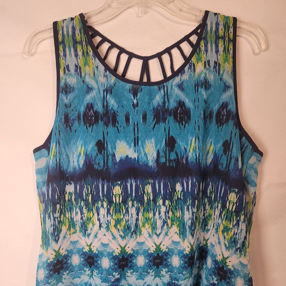 By & By Blouse Multi Color Size L Sleeveless Hippycore watercolor isometrical